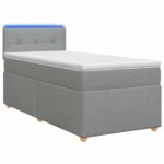 vidaXL Posteľ boxspring s matracom Svetlosivá 80 x 200 cm Látka – Obrázok 2