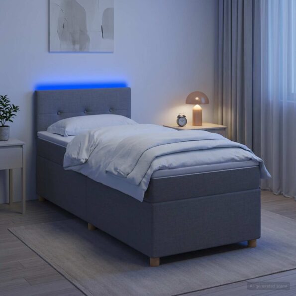vidaXL Posteľ boxspring s matracom Svetlosivá 80 x 200 cm Látka – Obrázok 4