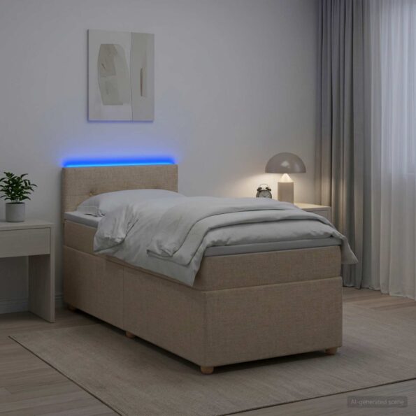 vidaXL Posteľ boxspring s matracom Krémová 80 x 200 cm Látka – Obrázok 4