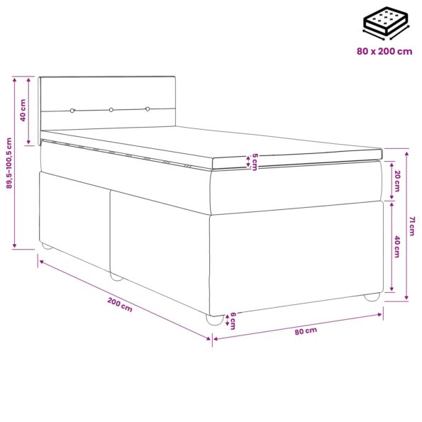 vidaXL Posteľ boxspring s matracom Modrá 80 x 200 cm Látka – Obrázok 13