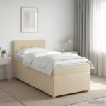 vidaXL Posteľ boxspring s matracom Krémová 90 x 190 cm Látka