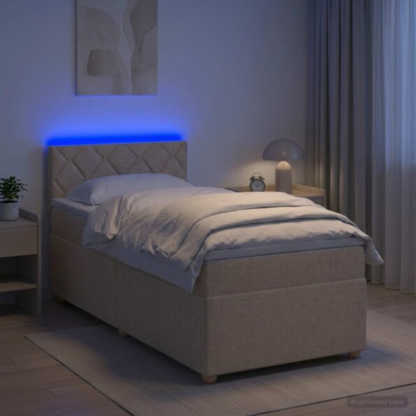 vidaXL Posteľ boxspring s matracom Krémová 90 x 190 cm Látka – Obrázok 13