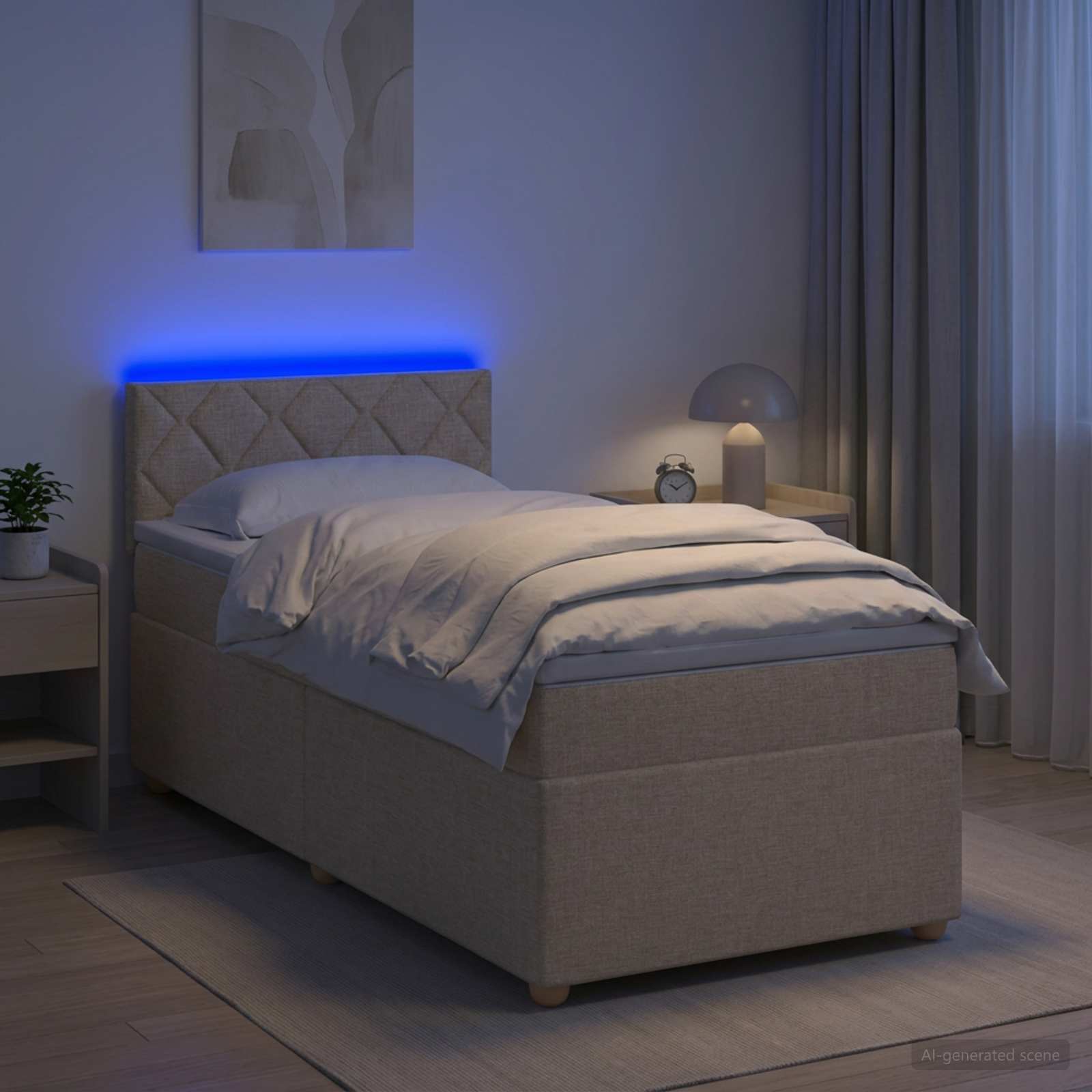 3452322_1.jpg vidaXL Posteľ boxspring s matracom Krémová 90 x 190 cm Látka – Obrázok 1
