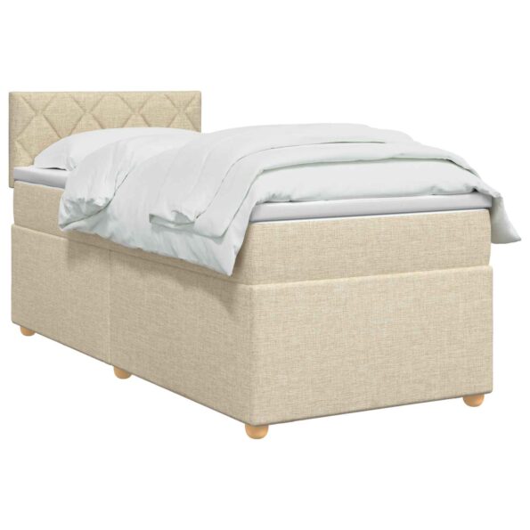 vidaXL Posteľ boxspring s matracom Krémová 90 x 190 cm Látka – Obrázok 2