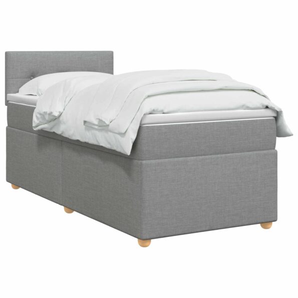vidaXL Posteľ boxspring s matracom Svetlosivá 90 x 200 cm Látka – Obrázok 2