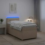 vidaXL Posteľ boxspring s matracom Krémová 90 x 200 cm Látka – Obrázok 4