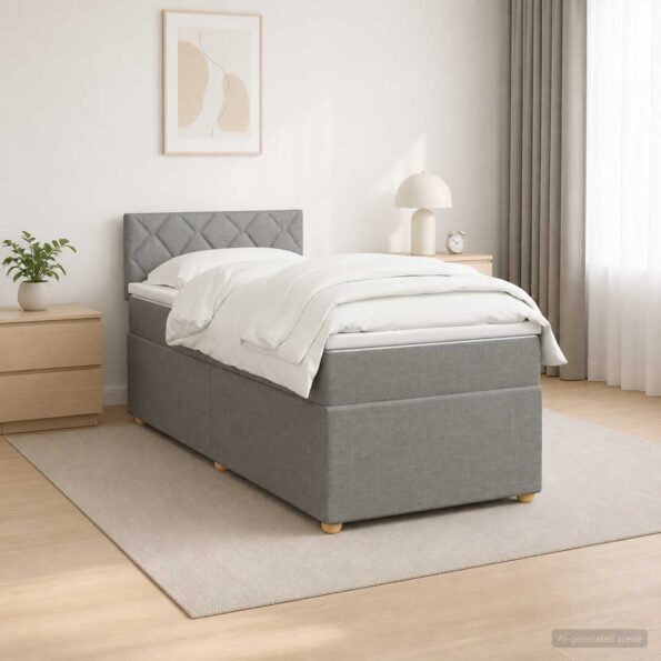 vidaXL Posteľ boxspring s matracom Svetlosivá 90 x 200 cm Látka – Obrázok 12