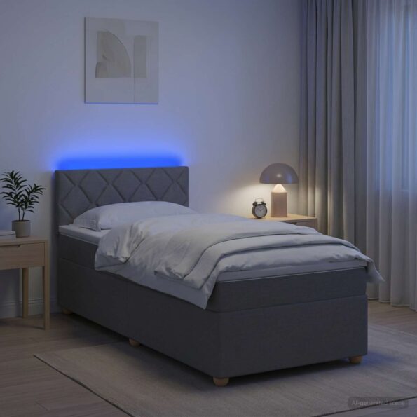 vidaXL Posteľ boxspring s matracom Svetlosivá 90 x 200 cm Látka – Obrázok 4