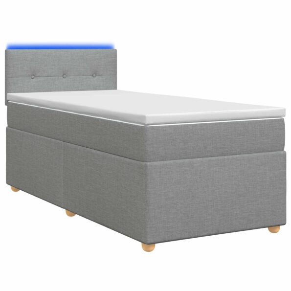 vidaXL Posteľ boxspring s matracom Svetlosivá 100 x 200 cm Látka – Obrázok 2