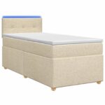vidaXL Posteľ boxspring s matracom Krémová 100 x 200 cm Látka – Obrázok 2