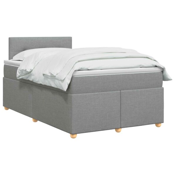 vidaXL Posteľ boxspring s matracom Svetlosivá 120 x 190 cm Látka – Obrázok 3