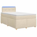 vidaXL Posteľ boxspring s matracom Krémová 120 x 190 cm Látka – Obrázok 2