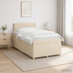 vidaXL Posteľ boxspring s matracom Krémová 120 x 190 cm Látka