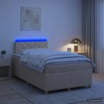 vidaXL Posteľ boxspring s matracom Krémová 120 x 190 cm Látka – Obrázok 4