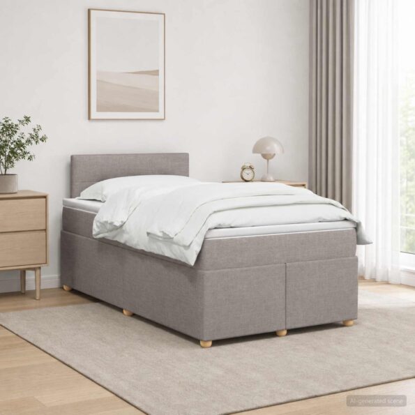 vidaXL Posteľ boxspring s matracom Sivohnedá 120 x 200 cm Látka – Obrázok 4