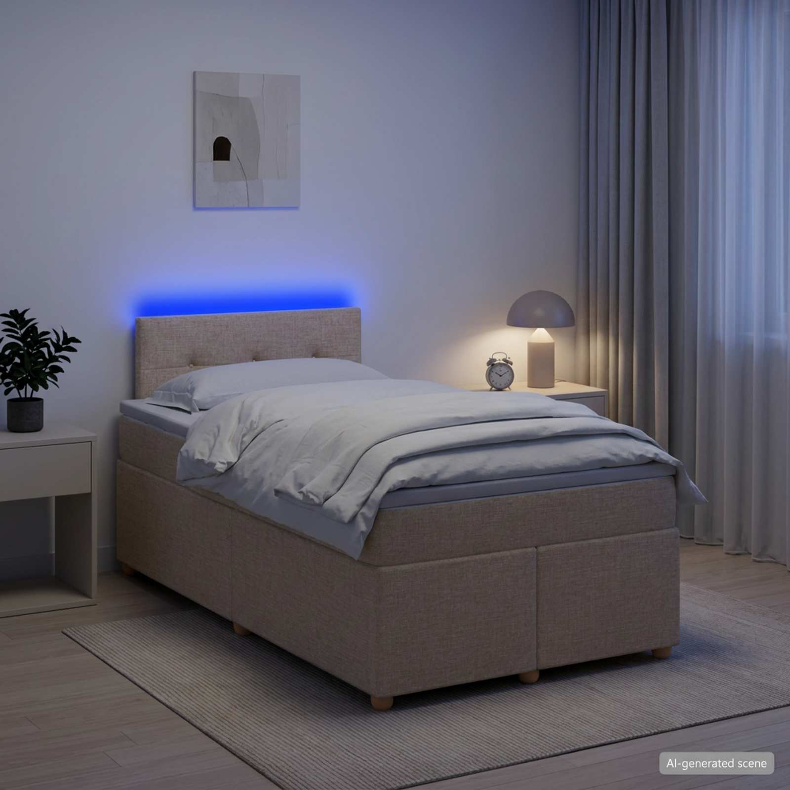 3452399_1.jpg vidaXL Posteľ boxspring s matracom Krémová 120 x 200 cm Látka – Obrázok 1