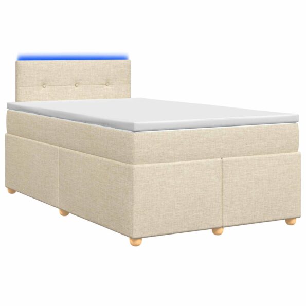 vidaXL Posteľ boxspring s matracom Krémová 120 x 200 cm Látka – Obrázok 2
