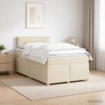 vidaXL Posteľ boxspring s matracom Krémová 120 x 200 cm Látka – Obrázok 4