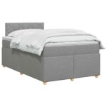 vidaXL Posteľ boxspring s matracom Svetlosivá 120 x 200 cm Látka – Obrázok 3