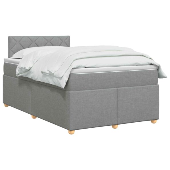 vidaXL Posteľ boxspring s matracom Svetlosivá 120 x 200 cm Látka – Obrázok 3