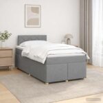 vidaXL Posteľ boxspring s matracom Svetlosivá 120 x 200 cm Látka – Obrázok 4