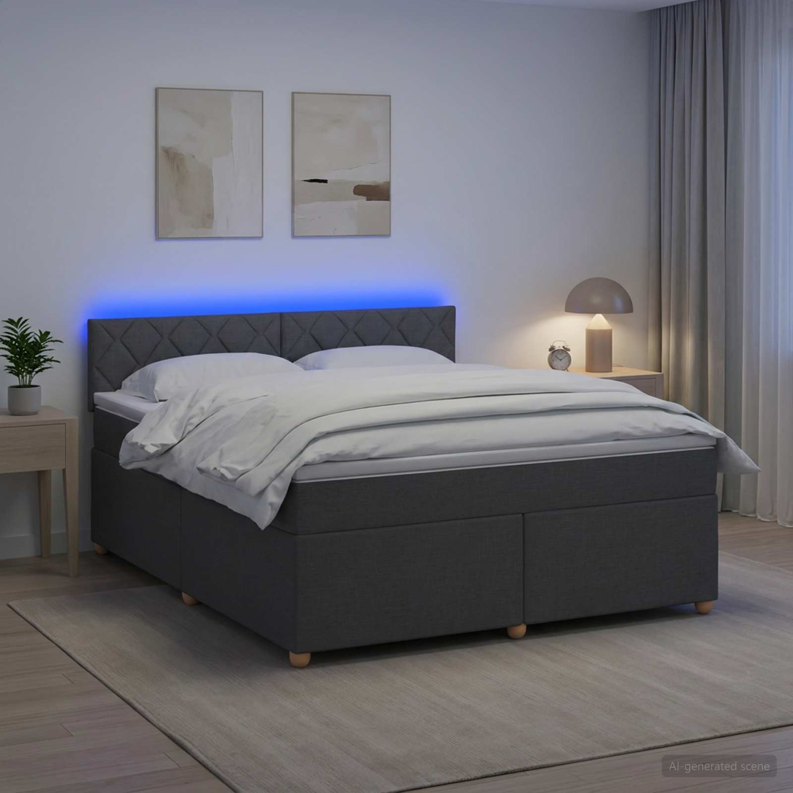 3452423_1.jpg vidaXL Posteľ boxspring s matracom Tmavosivá 140 x 190 cm Látka – Obrázok 1