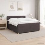 vidaXL Posteľ boxspring s matracom Tmavohnedá 140 x 200 cm Látka – Obrázok 4