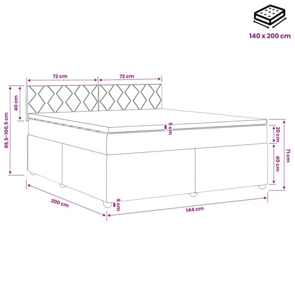 vidaXL Posteľ boxspring s matracom Sivohnedá 140 x 200 cm Látka – Obrázok 13