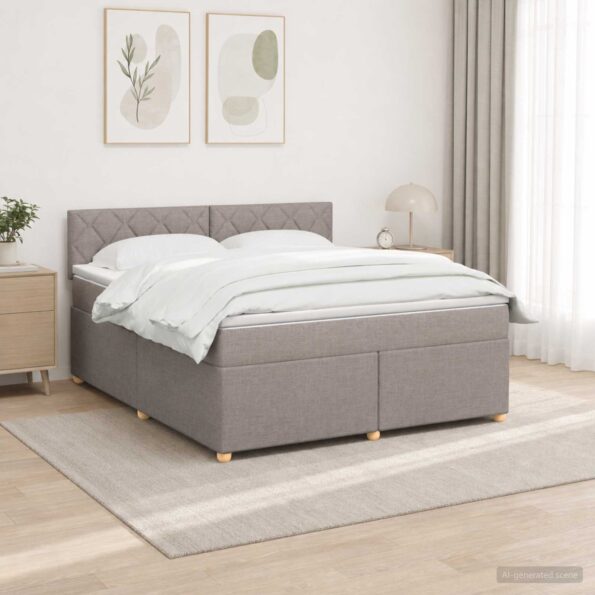 vidaXL Posteľ boxspring s matracom Sivohnedá 140 x 200 cm Látka – Obrázok 4