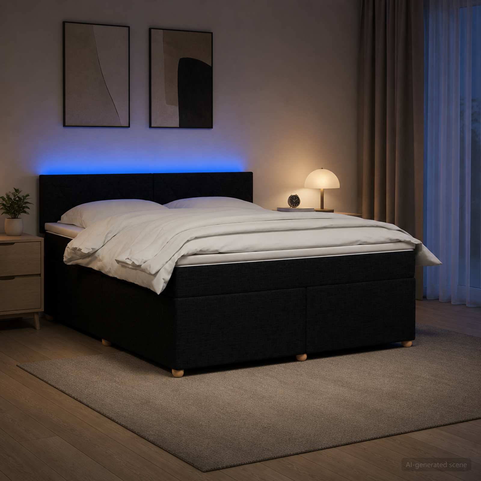 3452466_1.jpg vidaXL Posteľ boxspring s matracom Čierna 160 x 200 cm Látka – Obrázok 1