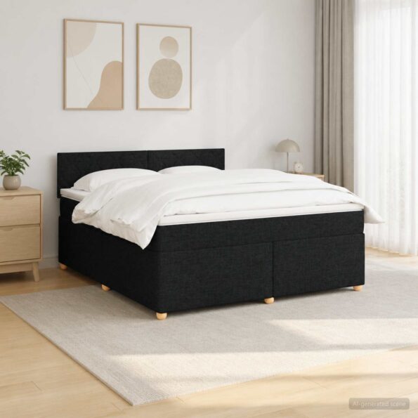vidaXL Posteľ boxspring s matracom Čierna 160 x 200 cm Látka – Obrázok 4