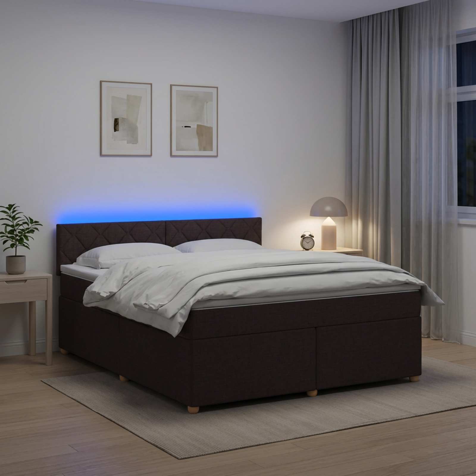 3452467_1.jpg vidaXL Posteľ boxspring s matracom Tmavohnedá 160 x 200 cm Látka – Obrázok 1