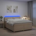 vidaXL Posteľ boxspring s matracom Krémová 160 x 200 cm Látka