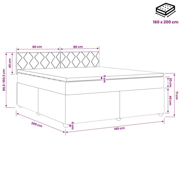 vidaXL Posteľ boxspring s matracom Krémová 160 x 200 cm Látka – Obrázok 13