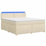 vidaXL Posteľ boxspring s matracom Krémová 160 x 200 cm Látka – Obrázok 2