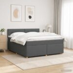 vidaXL Posteľ boxspring s matracom Tmavosivá 180 x 200 cm Látka – Obrázok 4