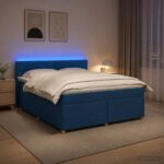vidaXL Posteľ boxspring s matracom Modrá 180 x 200 cm Látka