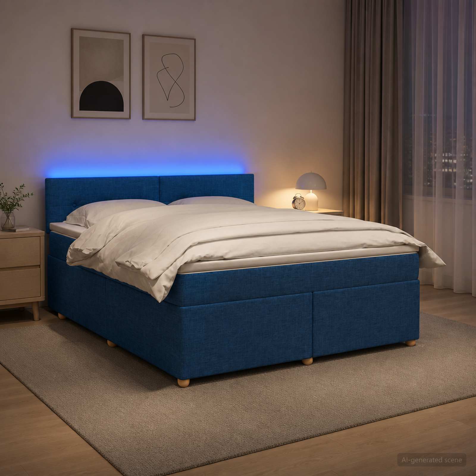 3452484_1.jpg vidaXL Posteľ boxspring s matracom Modrá 180 x 200 cm Látka – Obrázok 1
