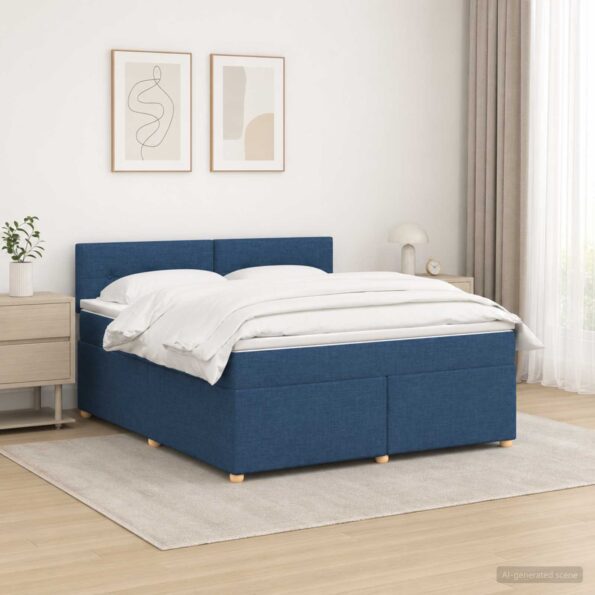 vidaXL Posteľ boxspring s matracom Modrá 180 x 200 cm Látka – Obrázok 4