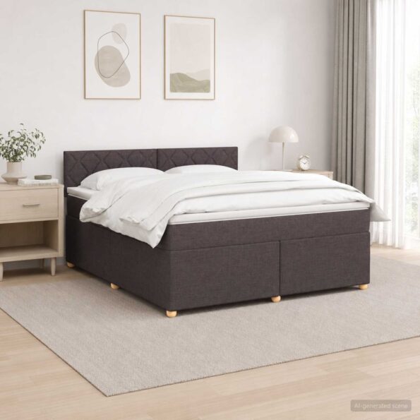 vidaXL Posteľ boxspring s matracom Tmavohnedá 180 x 200 cm Látka – Obrázok 4