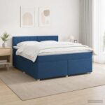 vidaXL Posteľ boxspring s matracom Modrá 180 x 200 cm Látka