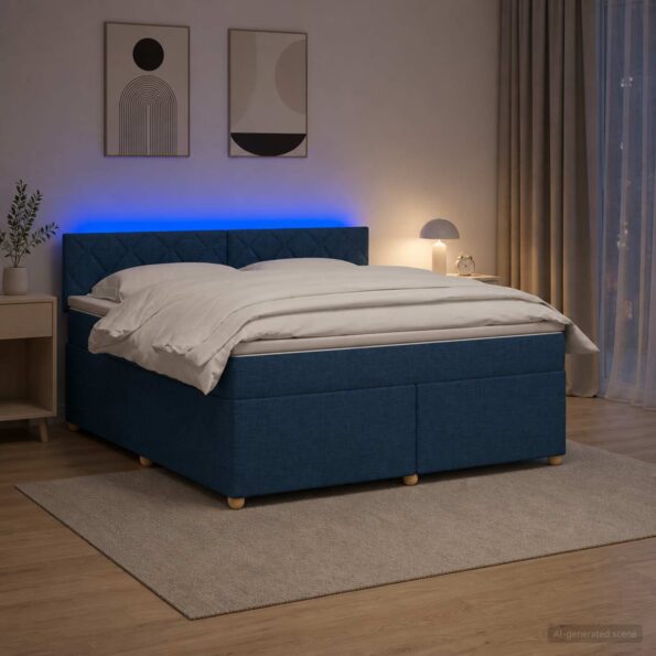 vidaXL Posteľ boxspring s matracom Modrá 180 x 200 cm Látka – Obrázok 4