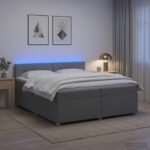 vidaXL Posteľ boxspring s matracom Svetlosivá 200 x 200 cm Látka