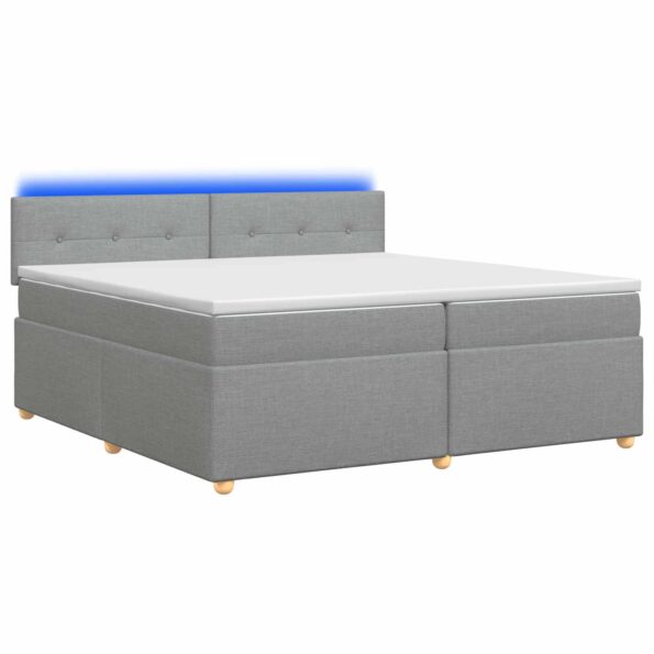 vidaXL Posteľ boxspring s matracom Svetlosivá 200 x 200 cm Látka – Obrázok 2