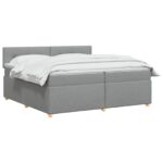 vidaXL Posteľ boxspring s matracom Svetlosivá 200 x 200 cm Látka – Obrázok 3
