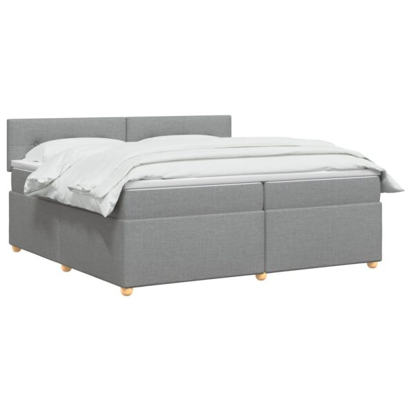 vidaXL Posteľ boxspring s matracom Svetlosivá 200 x 200 cm Látka – Obrázok 3