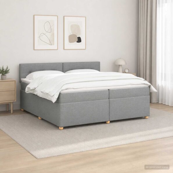 vidaXL Posteľ boxspring s matracom Svetlosivá 200 x 200 cm Látka – Obrázok 4