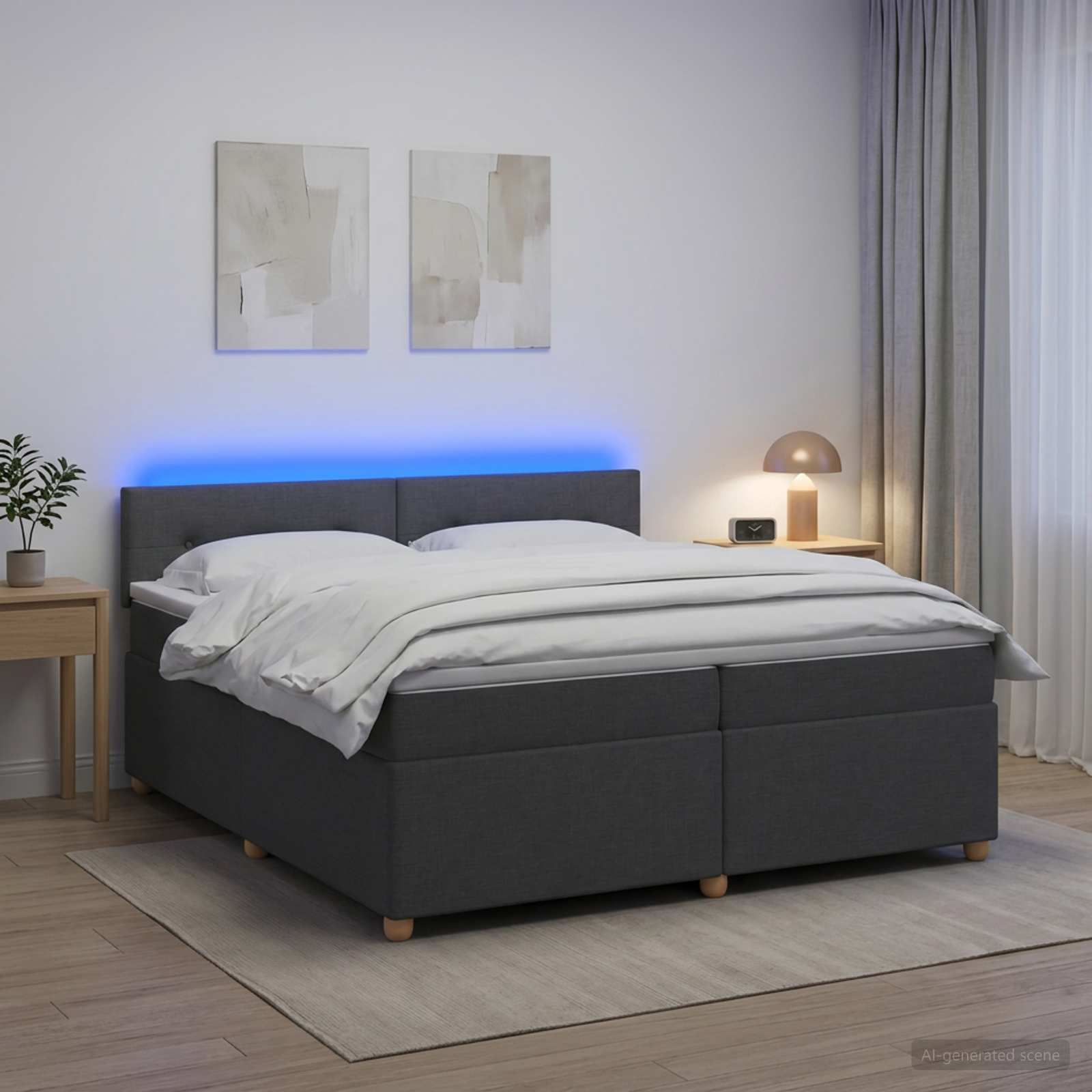 3452500_1.jpg vidaXL Posteľ boxspring s matracom Tmavosivá 200 x 200 cm Látka – Obrázok 1