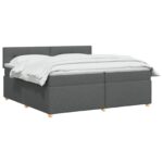 vidaXL Posteľ boxspring s matracom Tmavosivá 200 x 200 cm Látka – Obrázok 3