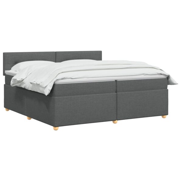 vidaXL Posteľ boxspring s matracom Tmavosivá 200 x 200 cm Látka – Obrázok 3